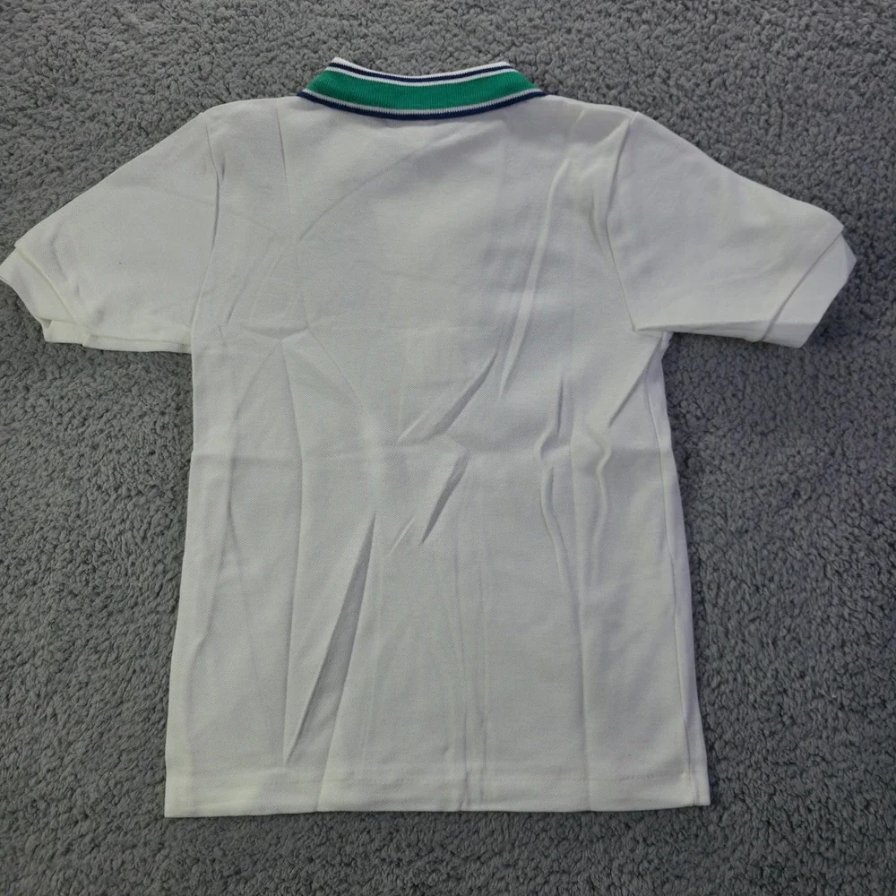 Vintage OshKosh Bgosh Kids White Sailing School Polo Shirt Made in USA NWT